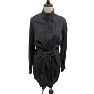 GF Collection Women's High Neck Long Sleeve Drawstring Utility Jacket Black XS